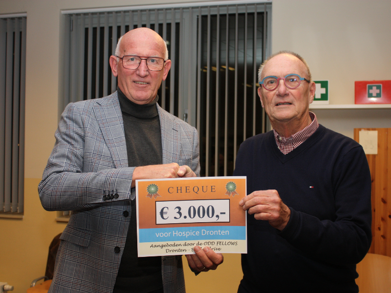 Bridge-middag van Odd Fellows Dronten brengt € 3000,- op voor Hospice 