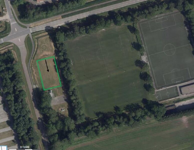 Een luchtfoto van de locatie waar het carbidschieten het afgelopen jaar nog wel kon plaatsvinden. 