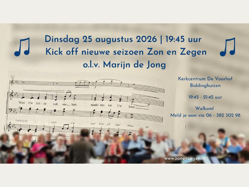 Zangkoor Zon en Zegen begint nieuw seizoen en zoekt nieuwe leden
